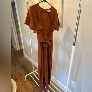 Rust Orange Jumpsuit with Tie Waist